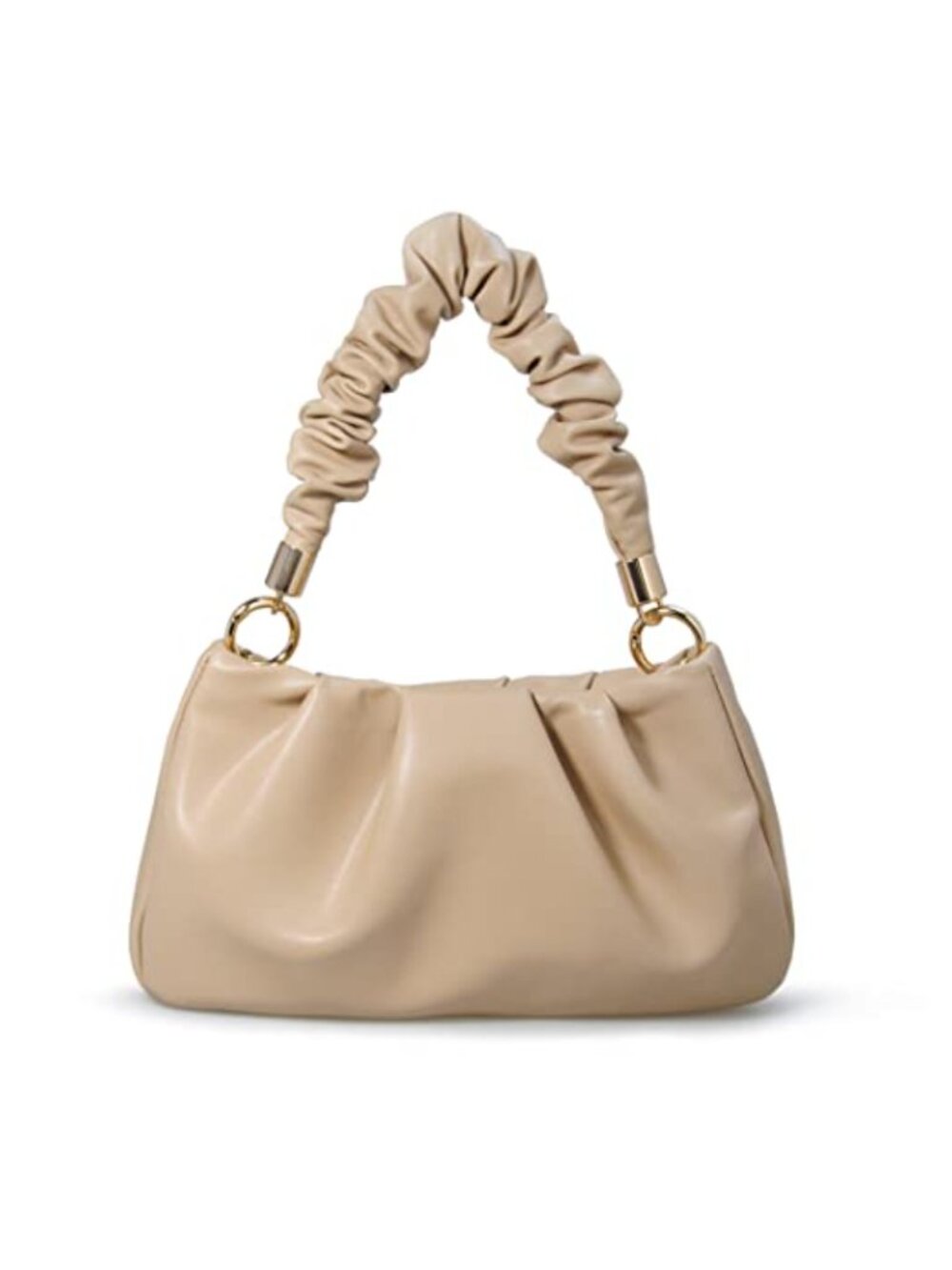 Soft Vegan Leather Hobo Bag Ruched Chain Crossbody Clutch